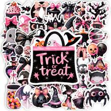 50pcs Pink & Black Halloween Cartoon Stickers, Cute Cartoon Stickers For Water Bottle, Luggage Decoration - 50pcs Pink & Black Halloween Stickers - View 7
