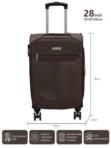 20/24/28 Suitcase, Hardshell/Softshell, Impact-Resistant, Expandable Section For Extra Capacity, Trolley Case, Storage Case, Carry-On, Checked Luggage - Dark Brown - View 7