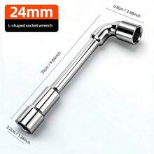DAIEN Chrome Vanadium Steel Thickened L-Shaped Perforated Socket Wrench, Mirror Plated Dual-Head Straight And Bent Integrated, Long Bolt Unlimited Rod Length Automotive Repair Machine Maintenance Equipment Installation Special Wrench - 1 Pc - View 24