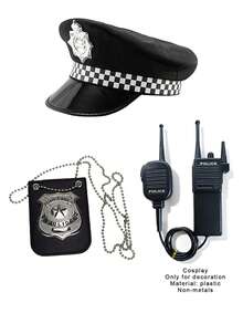 Multi-Piece Costume Hat Set, Halloween Solid Color Hats, Eagle Hat, Cosplay Badge, Cosplay Walkie-Talkie, Combo - Multicolor - View 9