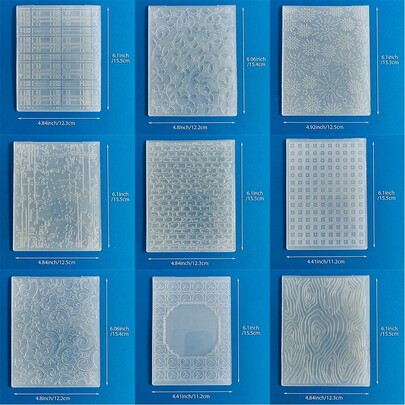 Placas de Relieve, Azulejos de Pared, Grano de Madera, Plantillas de Relieve de Múltiples Patrones, Tapetes de Textura de Plástico, Adecuados para Hacer Tarjetas de Felicitación, Scrapbooking, Manualidades de Papel DIY