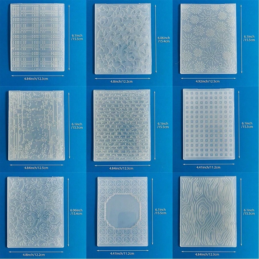 Embossing Plates, Wall Tiles, Wood Grain, Multiple Pattern Embossing Templates, Plastic Texture Mats, Suitable For Greeting Card Making, Scrapbooking, DIY Paper Crafts