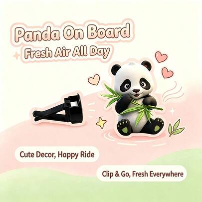 Cute Panda Acrylic Car Air Vent Decor Aromatherapy Clip, Car Air Freshener Vent Ornament