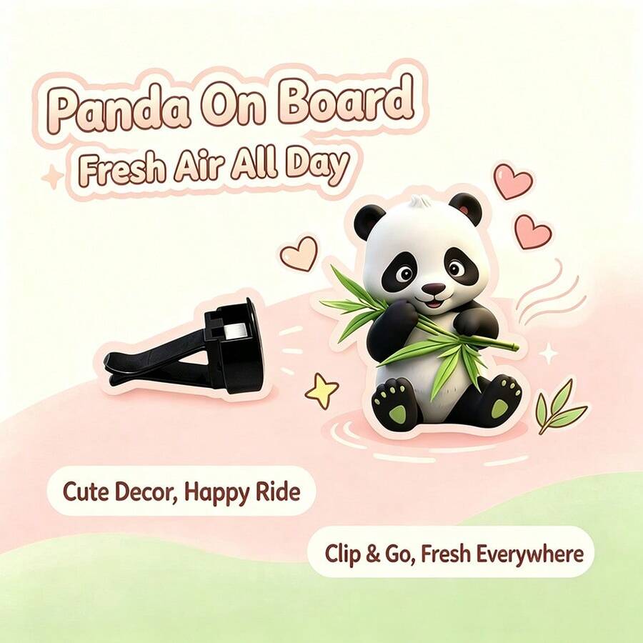 Cute Panda Acrylic Car Air Vent Decor Aromatherapy Clip, Car Air Freshener Vent Ornament - A - View 1