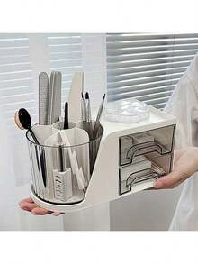 1pc New Nail Art Tool Storage Box, Multifunctional Rotating Storage Box, Easy To Use - Multicolor - View 2