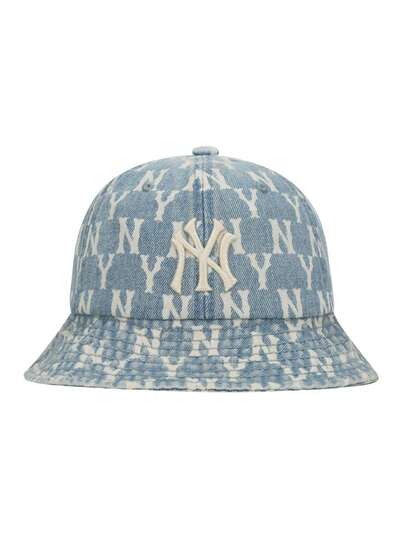 Gorra Bucket MLB Monograma NY de Denim Desgastado, Algodón Pesado, Estructura Transpirable, Talla Ajustable, Unisex, Estilo Casual para Ocio, Fin de Semana y Desplazamientos, Lista para Regalo, Azul Profundo