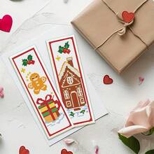 14CT Printed Cross-Stitch Bookmark Kit Includes 6 Bookmarks, Christmas Decorations Designs, Along With Instructions, Embroidery Floss, Fabric, And An Embroidery Needle. For Beginners And Craft Enthusiasts. - Christmas Decorations - View 3
