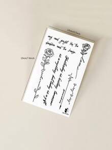 1pc Herbal Juice Semi-Permanent Magic Tattoo Sticker, Minimalist Floral & English Short Phrase Design, Long-Lasting 14 Days, Non-Fading, Non-Reflective, Temporary Tattoo Sticker For Arm, Shoulder, Neck, Collarbone And Body - Blue - View 8