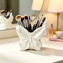 1pc 3D Printed Butterfly Makeup Brush Holder, Highly Attractive Desktop Cosmetic Storage Box, Multi-Function Storage Bucket, Suitable For Eyebrow Pencil, Earrings Jewelry, Vanity Decor Christmas - Multicolor - View 2
