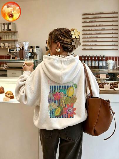 Sweat-shirt-shirt à capuche ample en coton de couleur unie pour femmes, doublé de polaire chaud, style de rue décontracté Y2K, convient pour les temps froids, imprimé minimaliste français