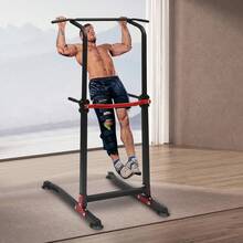 GLADNEY Klimmzugstation Power Tower Dip Station verstellbar, Multifunktion Trainingsstation für Zuhause mit Pull-Up, Push-Up & Beinheben, 150kg belastbar, Fitnessgerät Schwarz für Heimtraining - Standard - Übersicht 6