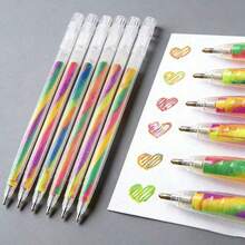 3Pcs Random Color Rainbow Gradient Glitter Gel Pens, 1.2mm Tip Shimmer Ink Writing Drawing Pens, Journaling DIY Art School Stationery - Multicolor - View 3