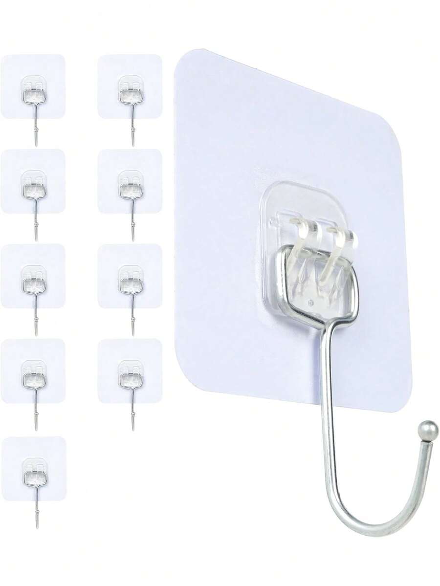 1-30pcs Heavy Duty Self-Adhesive Hooks, Suitable For Keys, Bathroom, Shower, Outdoor, Kitchen, Door, Home Decor, Utility Room - One Size - View 1