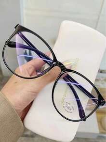 3 kính thời trang nữ gọng tròn oversize siêu nhẹ, tròng trong suốt, giảm mỏi mắt, phù hợp dùng hàng ngày cho máy tính, TV, chơi game và điện thoại - Nhiều màu - Xem 3