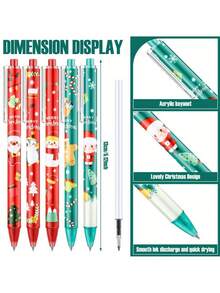 12 PCS Cartoon Christmas Gel Pen Set, Assorted Styles, 0.5mm Black, Back-To-School Season, Exam Practice Pens, Christmas Gift, New Year Gift - Multicolor - View 8