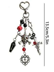 Gothic Vintage Skull Cross Pendant Keychain Halloween Gift Sweet Cool Dark Girl Bag Charm - Multicolor - View 5