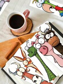30pcs Funny Cartoon Animal Paper Bookmarks, Creative Quirky Ugly-Cute Big-Eyed Animals, Used To Mark Reading Pages, Suitable For Students' Daily Reading, Planner Decoration, Also Can Be Used As Creative Small Gifts. - A - View 2