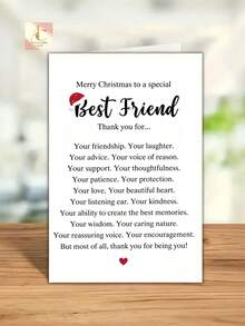 Best Friend Christmas Greeting Card, Heartfelt Sentimental Xmas Card For Special BFF, Warm Thank You Quote Card, Beautiful Festive Card To Send Christmas Wishes To Close Friend - One Size Fits All - View 1