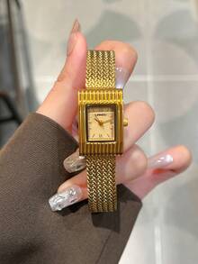 LIANDU 1 Piece Retro Gold Women's Quartz Watch, Daily Wear, Simple Business Casual Fashion Style, Stainless Steel Strap, Holiday Gift Giving Options - Gold - View 6