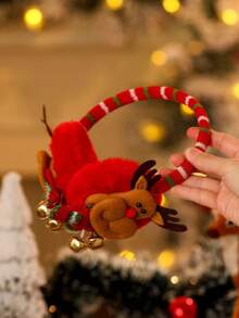 2 buah Penutup Telinga Dekorasi Natal untuk Pesta, Motif Kartun Santa Claus, Penutup Telinga Hangat - MultiWarna - View 2