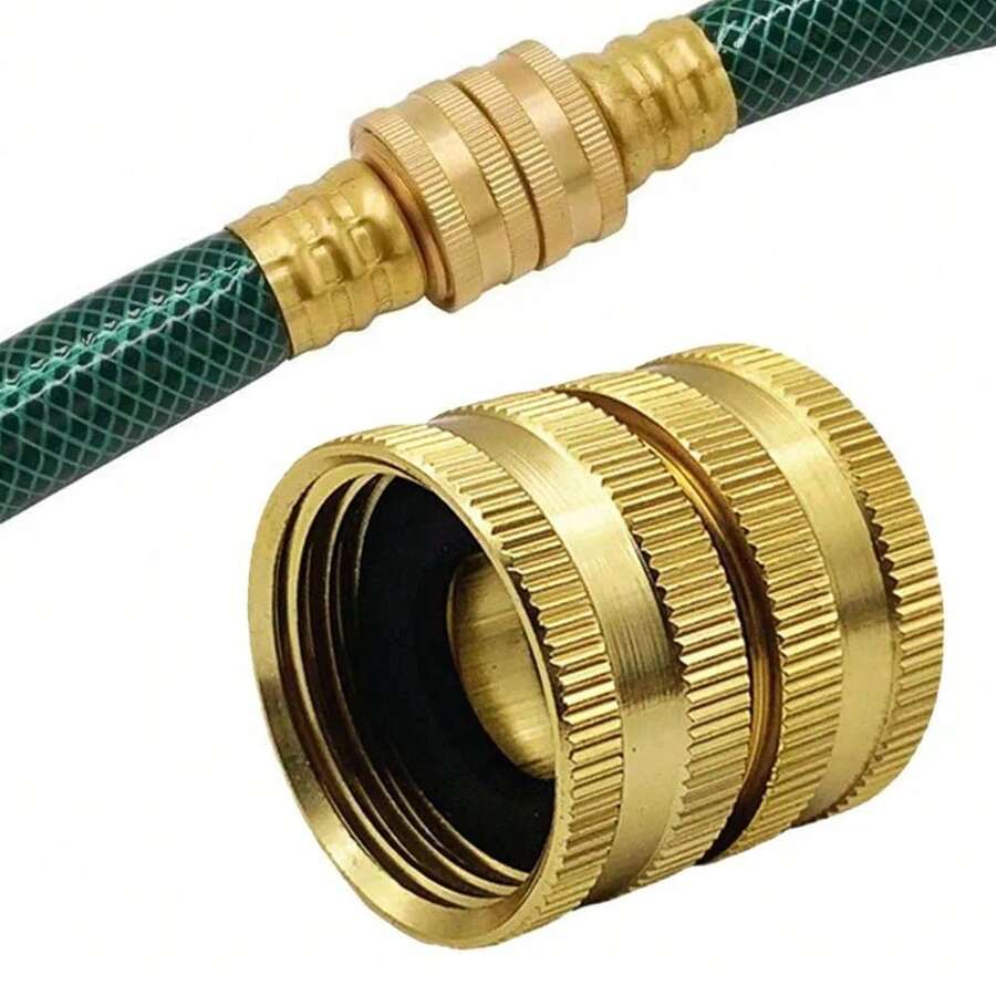 Two-Way Female Connector Solid Aluminium Irrigation Garden Hose 3/4 Bi-Directional Female Head Water Pipe Joint Connectors - B - View 1