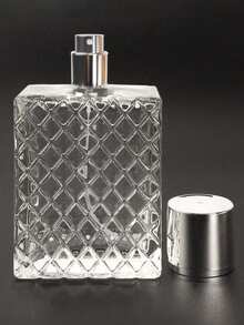 High Grade 1Pc 100ml/3.4 Oz Square Clear Glass Refillable Spray Perfume Bottle Large Capacity Fine Mist Atomizer Empty Portable Essential Oil Container For Travel - Silver - View 5