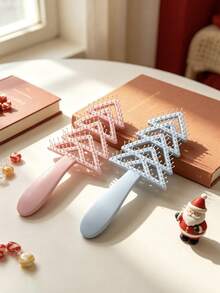 1PC Macaron Hollow Rib Comb For Women, Dry & Wet Use Detangling Comb, Home Use Volumizing Styling Portable Air Cushion Brush, Suitable For Long & Short Hair Grooming, Blow Dry Styling, Home And On-The-Go Hair Care - Multicolor - View 5