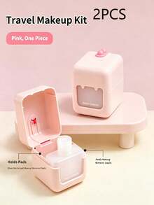 Portable Makeup Remover Box, 2-In-1 Travel Makeup Remover Container With Cotton Pad Storage And Liquid Reservoir, Compact Refillable Makeup Remover Box, Portable Cosmetic Storage Box, Suitable For Travel, Daily Use, Women - Multicolor - View 12