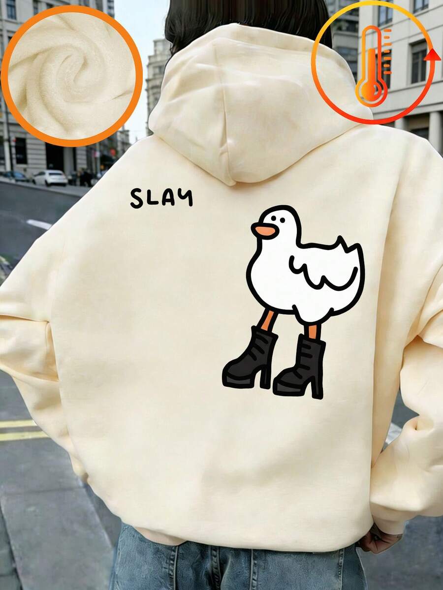 Tween Girl Fun Print Sweatshirt, Warm & Comfortable Thermal Lined Pullover Sweatshirt For Autumn/Winter - Apricot - View 1