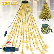 1PC 400/220 LED Christmas Waterfall Tree Lights (USB-Powered) – 8 Lighting Modes; Available In Bright White, Multicolor, Or Warm White; Suitable For Indoor/Outdoor Use (Gardens, Parties, Weddings, Holiday Decor, Event Planning, Christmas, Halloween). - Waterfall Light - View 13