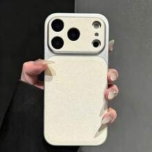 奢華 PU 皮革荔枝紋理啞光手機殼，適用於 iPhone 18 Pro Max 18 Pro，防指紋硬殼，適用於 17 Pro Max 16 Pro Max 15 14 Plus 13 Pro Max 12 11 16e 17e，18 & 17 系列大視窗蓋 - 白色 - 查看 6