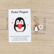 8pcs Cute Penguin & Lucky Daisy Keychain Set, Perfect Lucky Gift For Him/Her, Birthday, Wedding, Thanksgiving, New Year, Valentine's Day, Exquisite Pendant For Bags And Keys - Multicolor - View 4