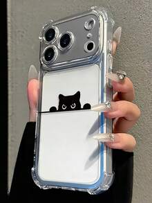 Minimalist Cute Cat & Line Pattern Shockproof Phone Case, Transparent Corner Protection Anti-Drop Fashion Summer Essential, Suitable For Daily Use, Compatible With IPhone 18 Pro/18 Pro Max/16/16 Pro/16 Plus/16 Pro Max/17/17 Pro/17 Pro Max/15/15 Pro/15 Pro Max/15 Plus/14/14 Pro/14 Pro Max/13/13 Pro/13 Pro Max/12/12 Pro/12 Pro Max/11/7/8 Birthday Gift Back To School Gift Suitable For Men And Women Daily Use - Clear - View 3