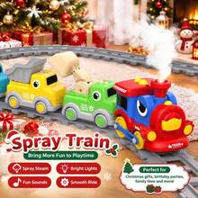 Set Rel Kereta Listrik ABS dengan Penetetes Air, Mainan Kereta Semprot Uap Warna-warni Kartun dengan Lampu dan Suara untuk Hadiah Natal Anak-anak - MultiWarna - View 3