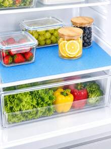 1 Roll 50cm*100cm*3mm Cuttable PU Foam Refrigerator Liner Mat, Green Yellow Blue Solid Color Perforated Breathable Quick-Dry Moisture-Proof Sponge Pad, Reusable Fruit Vegetable Drainage Mat, Suitable For Refrigerator Drawers, Cabinets, Kitchen Home Daily Use - Multicolor - View 3