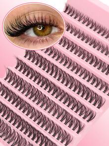 200 Clusters 8-16mm Natural Style False Eyelashes, Individual Natural Curl Anime Style False Eyelashes, Cluster Segmented Anime Style Eyelashes, D-Curl Dense Mink Hair Eyelash Extension Set Mixed Length Eyelash Clusters, False Eyelash Clusters, Single False Eyelashes - D - View 4