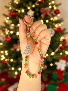 Christmas Tree Car Key Chain Creative Colorful Bead Chain Keychain Pendant Home Keychain Pendant Car Keychain Pendant Best Gift For Friends And Family During Holidays (Includes Horseshoe Buckle) - Multicolor - View 11