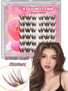 36pcs Brown Natural Cat Eye Cluster False Eyelashes, Self-Adhesive Single Lash Without Glue, Glue-Free Bright Cluster Eyelashes, Suitable For Daily Makeup - View 8