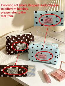 1pc Cute Polka Dot Star Print Makeup Bag, Portable Zipper Cosmetic Storage Bag, Lightweight Waterproof Travel Organizer, Large Capacity Makeup, Lipstick, Small Toiletries Storage Bag, Multi-Purpose Daily Organizer For Women - Multicolor - View 9