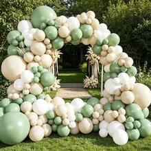 Green & White Balloons - Sage Green & White Balloon Garland Arch Set, Suitable For Birthday, Wedding, Bridal Shower, Anniversary, Thanksgiving, Party Backdrop, Photo Booth, Bohemian Style Decoration - Multicolor - View 3