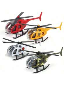 1pc-Multi-Color Mini Alloy Helicopter Model Toy - Realistic Transparent Cockpit Helicopter Ornament - Educational Small Toy Miniature Scene Decoration Collectible Gift - Multicolor - View 2