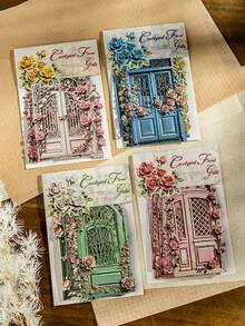 10pcs Vintage Garden Flower Gate Hard Card Stickers, Scrapbook DIY Collage Decoration, Journal Planner Material - Garden Gate - View 4