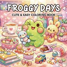 somoving 1pc (Cute Frog Coloring Book), Suitable For Adults And Teenagers, Made Of High-Quality Thick Paper, Cartoon Comfortable Cute Bold Minimalist Patterns, Watercolor Sketchbook, Children's Toy, Can Relieve Stress, Pass Time, Holiday Gift - Multicolor - View 1