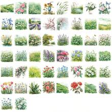 50pcs Watercolor Floral Wildflower Stickers, Aesthetic Botanical Garden Stickers, Suitable For Journals, Laptops And Water Bottles - Multicolor - View 2