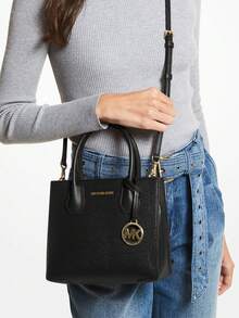 Michael Kors Mercer Medium Women's Crossbody Tote Bag, Fashion Handle Shoulder Bag With Detachable Pouch, Perfect Gift For Women - Black - View 3