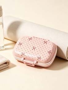 Cute Bow Polka Dot Portable Storage Box, Wheat Straw Multi-Compartment Pill Box, Reusable Pocket-Sized Daily Medicine Organizer, Travel Jewelry Storage Box, Can Hold Earrings, Rings And Small Accessories, Lightweight Mini Container, Suitable For Halloween, Thanksgiving, Christmas, Holiday Gifts, Home And Travel Use - Multicolor - View 10