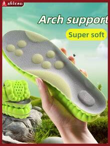 ZHICEN 1 Pair High Elasticity Latex Insoles Shock Absorption Cushioning Sports Shoe Pads Arch Support Breathable - Grey - View 2