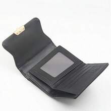 Women's Short Wallet, Korean Style Foldable Zipper Multi-Function Card Holder Coin Purse, Storage Wallet, Handheld Small Bag, Christmas Wallet, Valentine's Day Gift, All Season - Black - View 3
