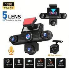 SIDAKEYE 360°全景5通道行車記錄器（4鏡頭+後鏡頭）64G記憶卡，3.16吋IPS螢幕，1080P前鏡頭，720P前/中/後/左/右全覆蓋，四視角顯示，HD夜視，寬動態範圍，G-Sensor，USB充電，150mAh - A - 查看 9