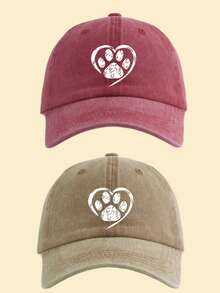 1pc Distressed Dog Paw Print Washed Baseball Cap, Classic Casual Vintage Style, Soft Sweat-Absorbing Band, Adjustable Size, Sun Protection, Versatile Retro Dad Hat - Multicolor - View 21